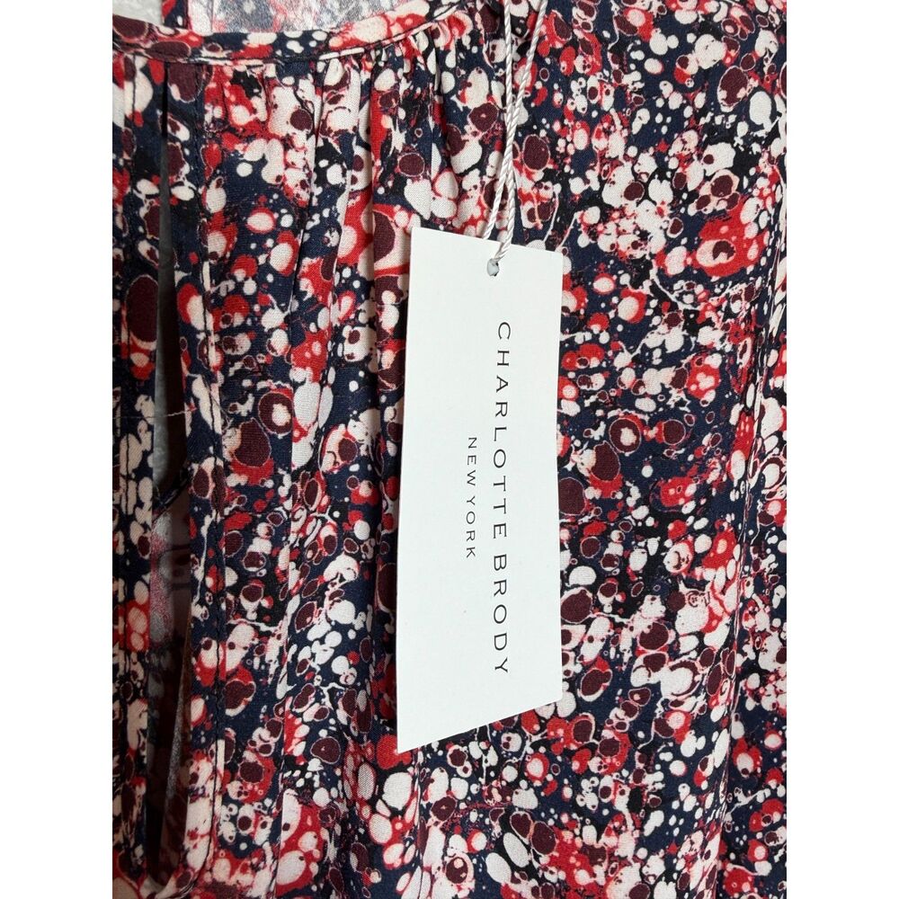 NWT Charlotte Brody Keyhole Blouse Red Marble Size Large - Picture 3 of 13